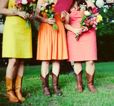  I love the different color bright dresses and the different cowboy boots
