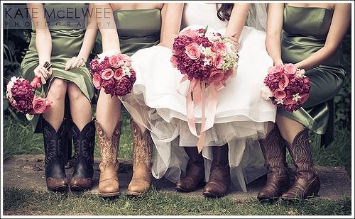 I love the different color bright dresses and the different cowboy boots